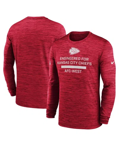 NIKE MEN'S RED KANSAS CITY CHIEFS SIDELINE VELOCITY PERFORMANCE LONG SLEEVE T-SHIRT