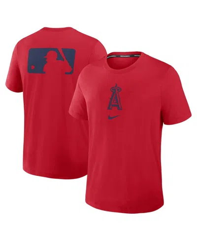 NIKE MEN'S RED LOS ANGELES ANGELS AUTHENTIC COLLECTION EARLY WORK TRI-BLEND PERFORMANCE T-SHIRT