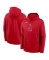 Nike Men's Red Los Angeles Angels Logo Club Fleece Pullover Hoodie In Red