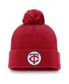 Nike Men's Red Minnesota Twins Cooperstown Collection Patch Cuffed Knit Hat With Pom In Red