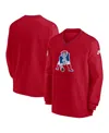Nike Men's Red New England Patriots 2024 Sideline Throwback Logo Long Sleeve V-neck Windshirt In Red