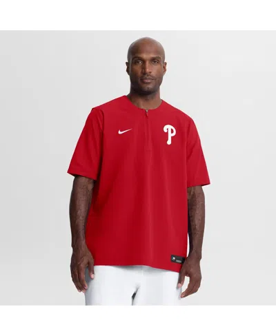 Nike Men's Red Philadelphia Phillies Authentic Collection Dri-fit Quarter-zip Sweatshirt