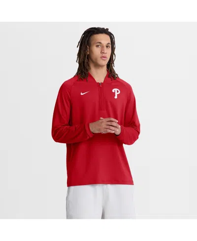 Nike Men's Red Philadelphia Phillies Authentic Collection Dri-fit Raglan Half-zip Pullover Sweatshirt
