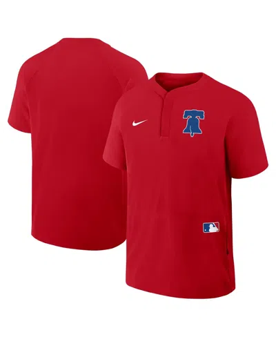 Nike Men's Red Philadelphia Phillies Authentic Collection Raglan Short Sleeve Windshirt