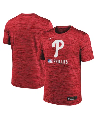 NIKE MEN'S RED PHILADELPHIA PHILLIES AUTHENTIC COLLECTION VELOCITY PERFORMANCE PRACTICE T-SHIRT