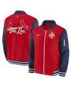 Nike St. Louis Cardinals Authentic Collection City Connect Game Time  Men's Mlb Full-zip Bomber Jacket In Red