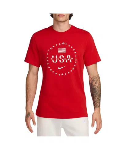 NIKE MEN'S RED TEAM USA PREMIUM ESSENTIALS ICON T-SHIRT