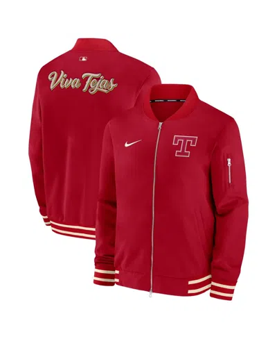 Nike Men's Red Texas Rangers 2026 City Connect Authentic Collection Relaxed Full-zip Bomber Jacket