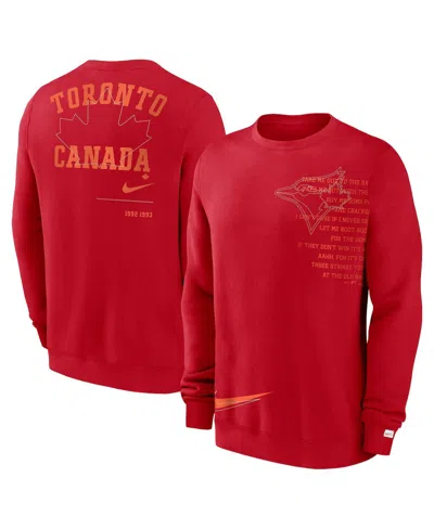 Nike Men's Red Toronto Blue Jays Statement Ball Game Fleece Pullover Sweatshirt In Gold