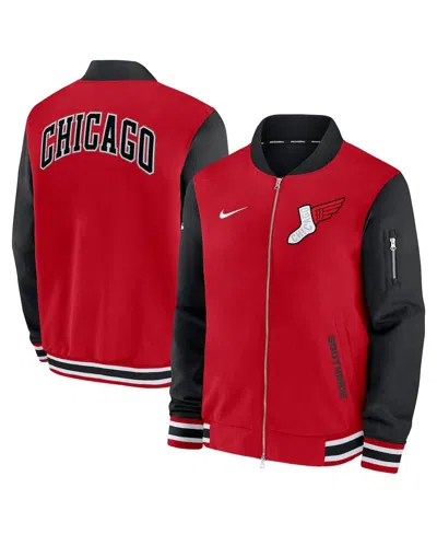 Nike Men's Red/black Chicago White Sox 2025 City Connect Authentic Collection Full-zip Bomber Jacket