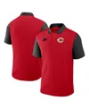 Nike Men's Red/black Cincinnati Reds Cooperstown Collection Color Block Victory Performance Polo Shirt