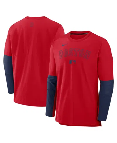 Nike Men's Red/navy Boston Red Sox Authentic Collection Lightweight Player Tri-blend Performance Pullover In Red,navy