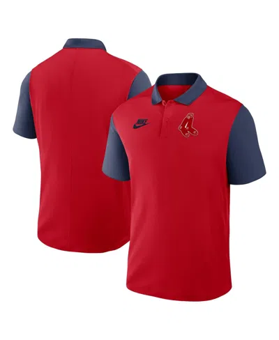 Nike Men's Red/navy Boston Red Sox Cooperstown Collection Color-block Victory Performance Polo Shirt In Multi