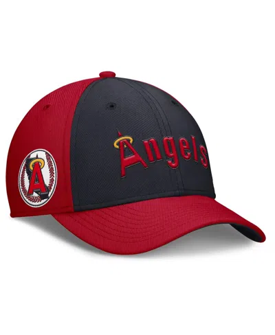 Nike Men's Red/navy California Angels Rise Swoosh Performance Flex Hat In Red,navy