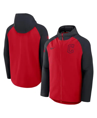 Nike Men's Red/navy Cleveland Guardians Authentic Collection Raglan Performance Full-zip Jacket In Multi