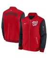 Nike Men's Red/navy Washington Nationals Authentic Collection Dugout Full-zip Bomber Jacket In Red