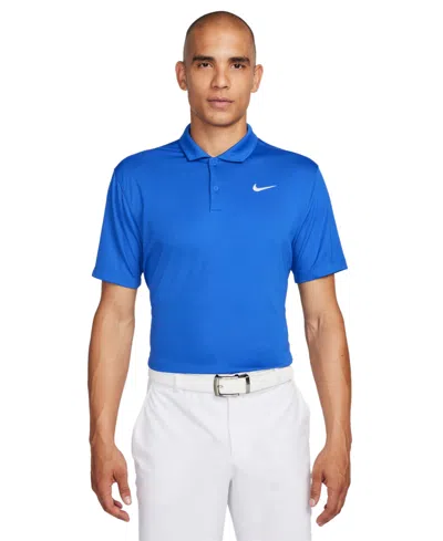 Nike Men's Relaxed Fit Core Dri-fit Short Sleeve Golf Polo Shirt In Game Royal,white