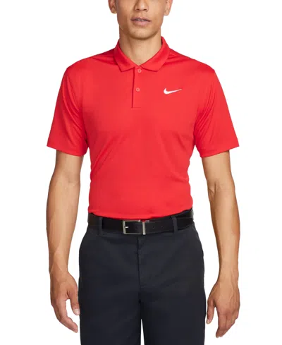Nike Men's Relaxed Fit Core Dri-fit Short Sleeve Golf Polo Shirt In Red
