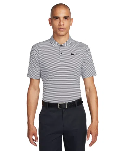 Nike Men's Relaxed Fit Core Dri-fit Short Sleeve Golf Polo Shirt In White,black,black