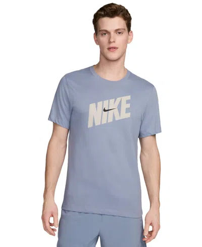 Nike Men's Relaxed Fit Dri-fit Short Sleeve Crewneck Fitness T-shirt In Ashen Slate