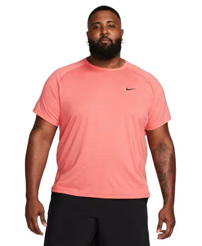 Nike Men's Relaxed-fit Dri-fit Short-sleeve Fitness T-shirt In University Red,htr,black