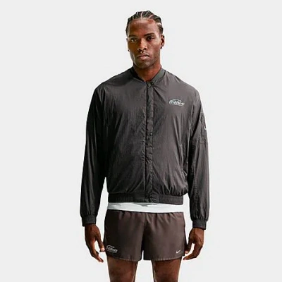 Nike Men's Repel Uv Protection Running Bomber Jacket In Black