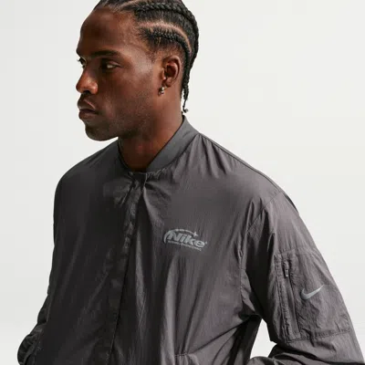 Nike Men's Repel Uv Protection Running Bomber Jacket In Gray