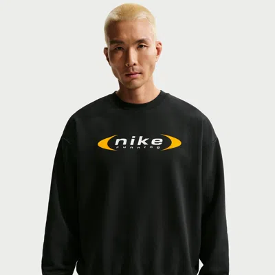Nike Men's Retro Dri-fit Crew-neck Running Sweatshirt In Black