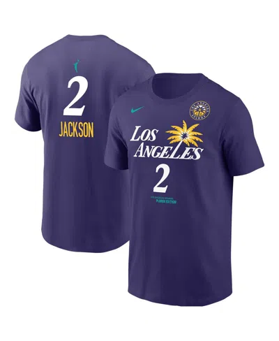 Nike Men's Rickea Jackson Purple Los Angeles Sparks Explorer Edition Name Number T-shirt
