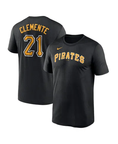 Nike Men's Roberto Clemente Black Pittsburgh Pirates Legend Name And Number Home T-shirt