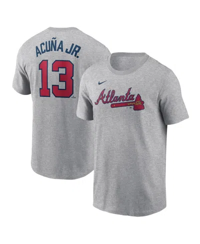 Nike Men's Ronald Acuna Jr. Gray Atlanta Braves Fuse Name Number T-shirt
