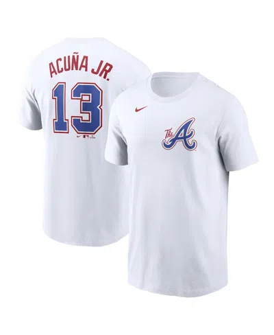 Nike Men's Ronald Acuna Jr. White Atlanta Braves City Connect Fuse Name Number T-shirt