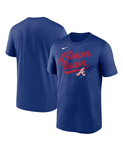 Nike Men's Royal Atlanta Braves 2025 City Connect Team Phrase Script Legend Performance T-shirt In Multi