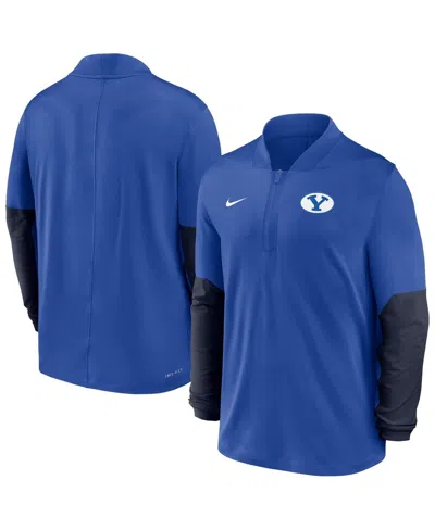 Nike Men's Royal Byu Cougars Dri-fit Half-zip Pullover Sweatshirt In Blue