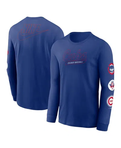Nike Men's Royal Chicago Cubs Cooperstown Collection Knockout Long Sleeve T-shirt