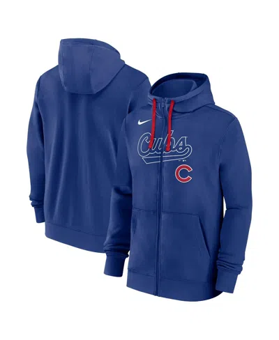 NIKE MEN'S ROYAL CHICAGO CUBS KNOCKOUT SCRIPT FULL-ZIP HOODIE