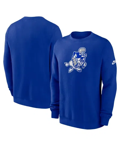 Nike Men's Royal Dallas Cowboys Swing Pass Rewind Club Pullover Sweatshirt In Blue