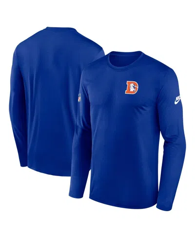 NIKE MEN'S ROYAL DENVER BRONCOS LEGEND SMALL LOGO PERFORMANCE LONG SLEEVE T-SHIRT