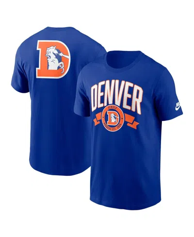 NIKE MEN'S ROYAL DENVER BRONCOS REWIND FRONT AND BACK HIT ESSENTIAL T-SHIRT