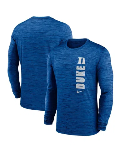 Nike Men's Royal Duke Blue Devils 2024 Sideline Velocity Performance Long Sleeve T-shirt