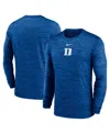 Nike Royal Duke Blue Devils 2025 Sideline Velocity Performance Long Sleeve T-shirt