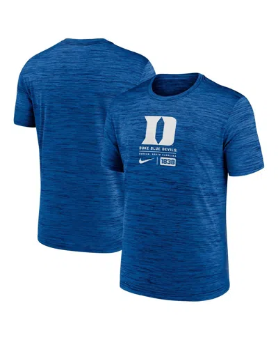 NIKE MEN'S ROYAL DUKE BLUE DEVILS CAMPUS CENTER BLOCK VELOCITY PERFORMANCE T-SHIRT
