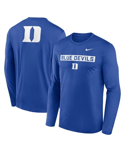 NIKE MEN'S ROYAL DUKE BLUE DEVILS PRIMETIME CAMPUS 2-HIT LEGEND LONG SLEEVE T-SHIRT