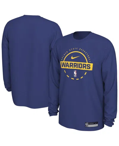 Nike Men's Royal Golden State Warriors 2025/26 On-court Flare Performance Practice Long Sleeve T-shirt In Blue