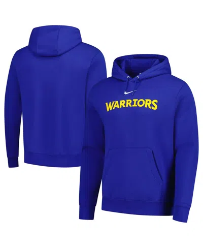 Nike Royal Golden State Warriors Sportswear Essential Wordmark Club Hoodie In Blue
