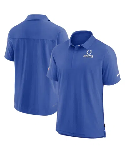 Nike Men's Royal Indianapolis Colts Sideline Lockup Performance Polo In Royal,white