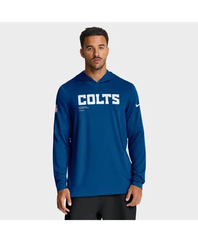 Nike Royal Indianapolis Colts Sideline Pure Fury Performance Long Sleeve Hoodie T-shirt In Blue