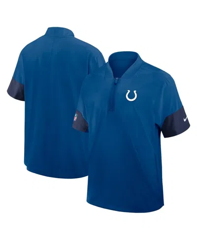 Nike Men's Royal Indianapolis Colts Sideline Short Sleeve Quarter-zip Performance Coach Jacket In Blue
