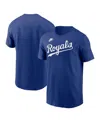 Nike Royal Kansas City Royals Cooperstown Wordmark T-shirt In Blue