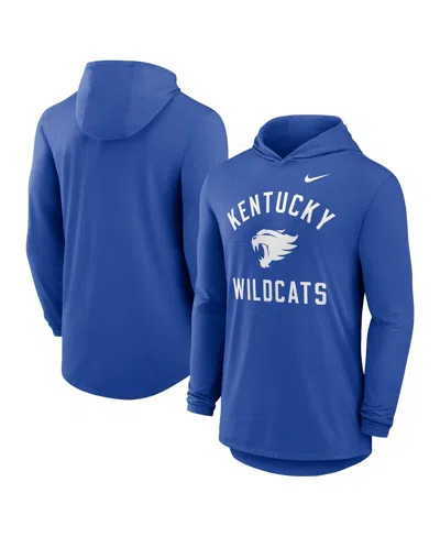Nike Royal Kentucky Wildcats Classic Arch Tri-blend Long Sleeve Hoodie T-shirt In Blue